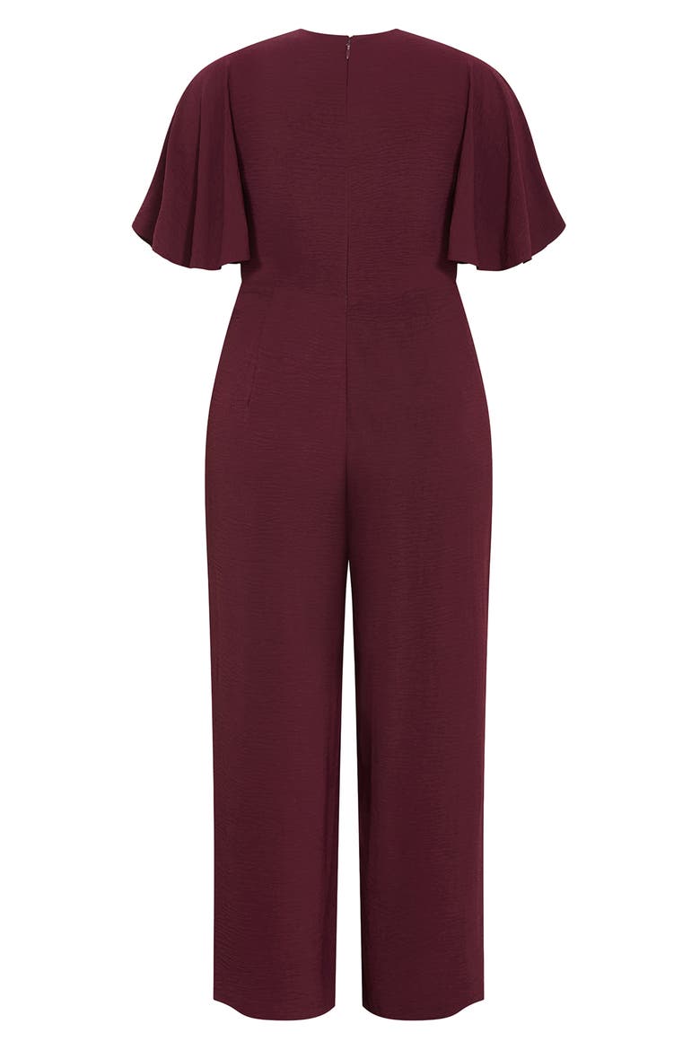 Braelynn Short Sleeve Jumpsuit, Alternate, color, DARK CHERRY
