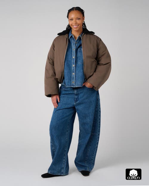 Weworewhat Fur Collar Balloon Jacket In Brown