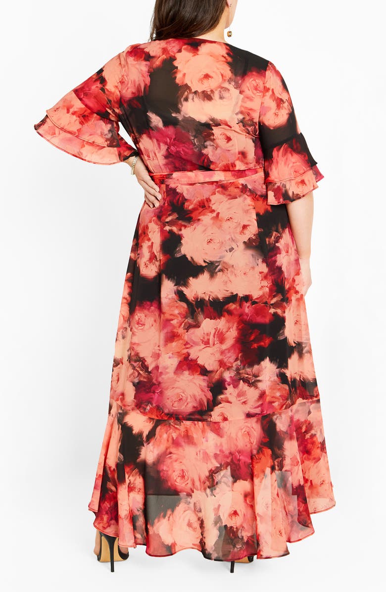 City Chic Hanna Floral Print Wrap Maxi Dress, Alternate, color, Floral