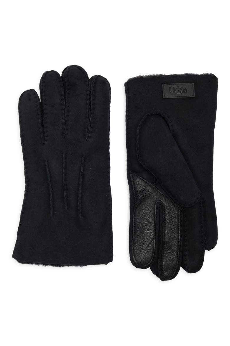 Sheepskin Genuine Shearling Lined Gloves, Main, color, BLACK