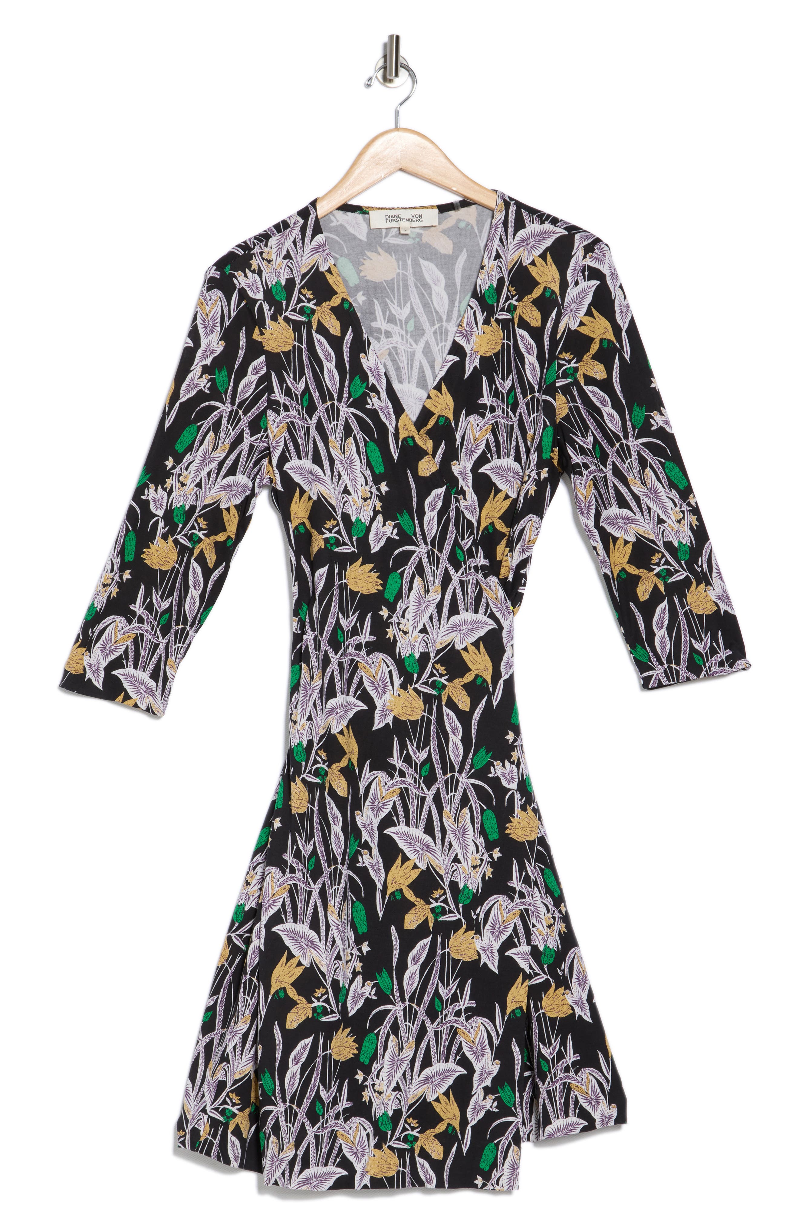 DVF Julian Long Sleeve Tie Belt Silk Dress