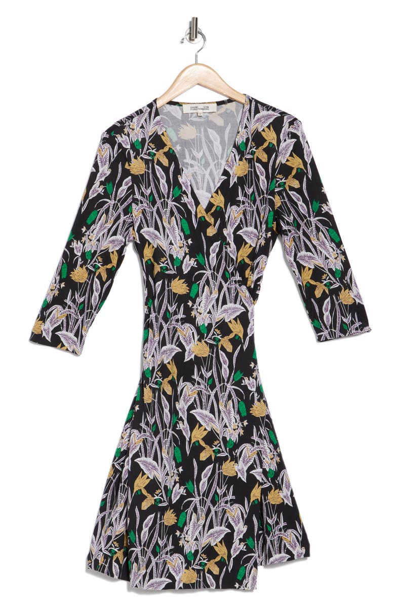 DVF Julian Long Sleeve Tie Belt Silk Dress, Main, color, 