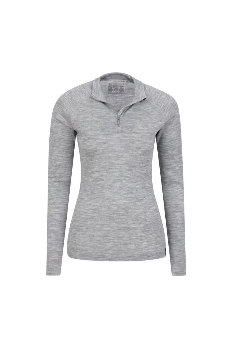 Merino Wool Zip Neck Thermal Top, Alternate, color, Gray