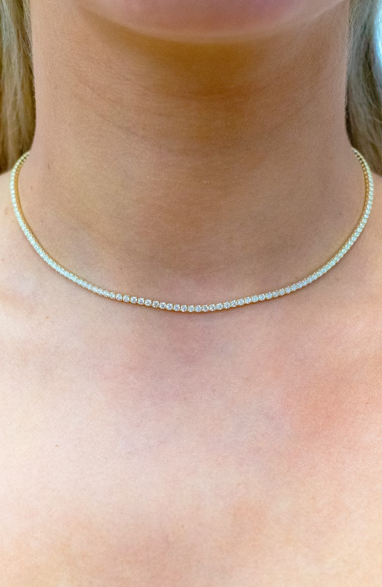 Argento Vivo Sterling Silver Cubic Zirconia Tennis Necklace, Alternate, color, Gold