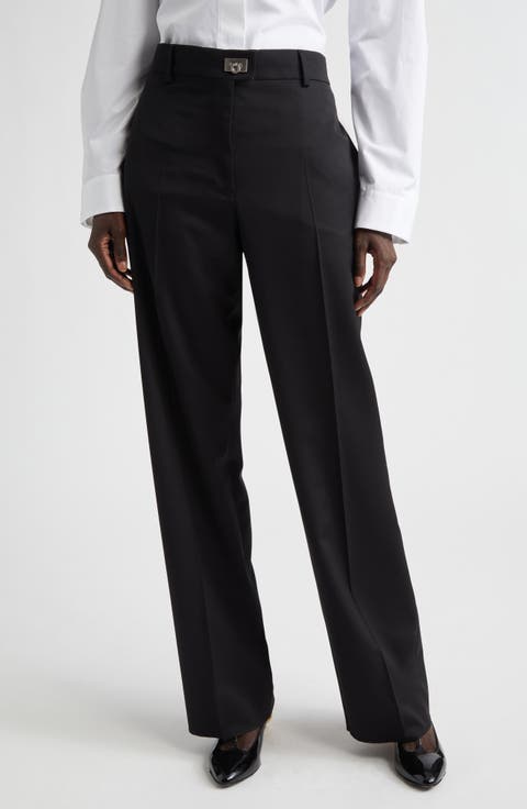 Gancio Buckle Virgin Wool & Cashmere Tailored Trousers