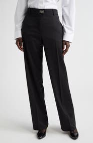 FERRAGAMO Gancio Buckle Virgin Wool & Cashmere Tailored Trousers