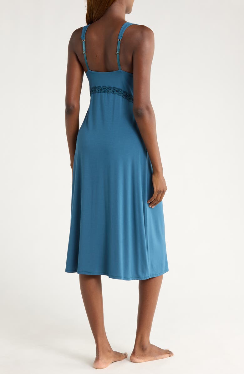 Natori Feathers Lace Trim Nightgown, Alternate, color, Midnight Teal