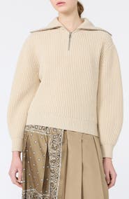Weekend Max Mara Laser Half Zip Virgin Wool Sweater