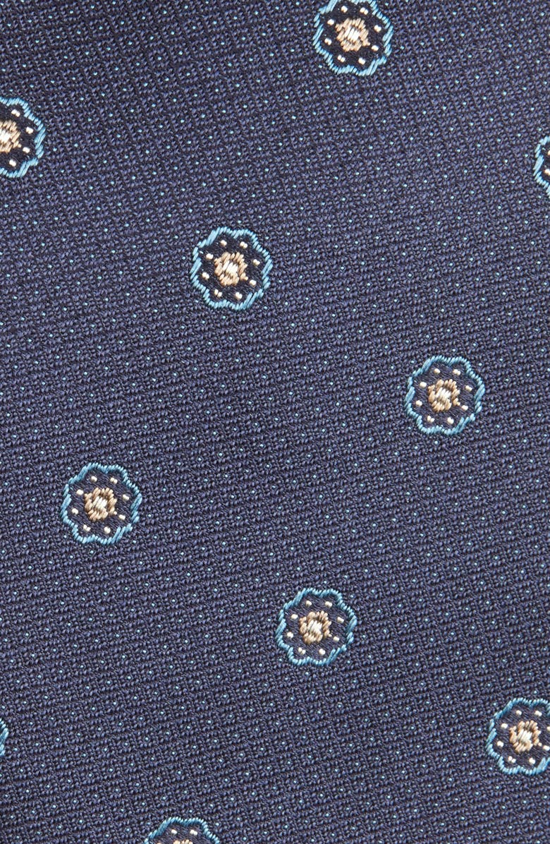 Canali Small Medallion Silk Tie, Alternate, color, Navy