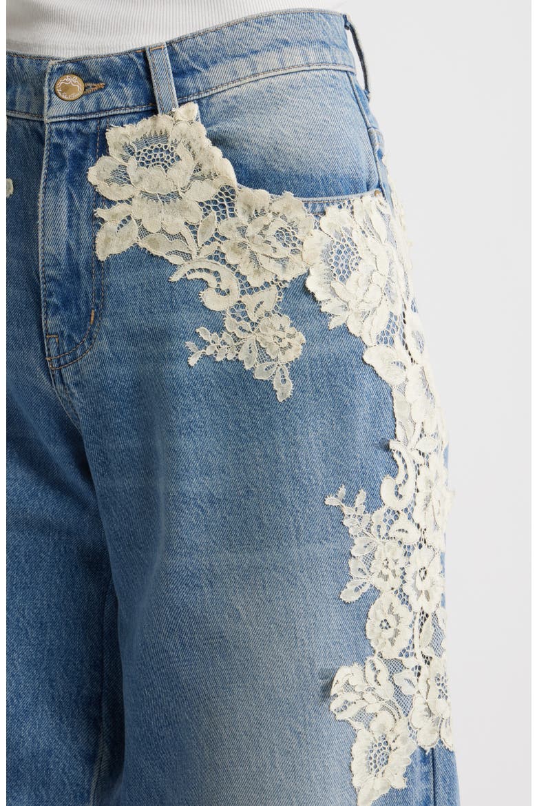Bambie Lace Wide Leg Jeans, Alternate, color, FADED BLUE