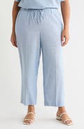 Anne Klein Crop Wide Leg Drawstring Linen Blend Pants