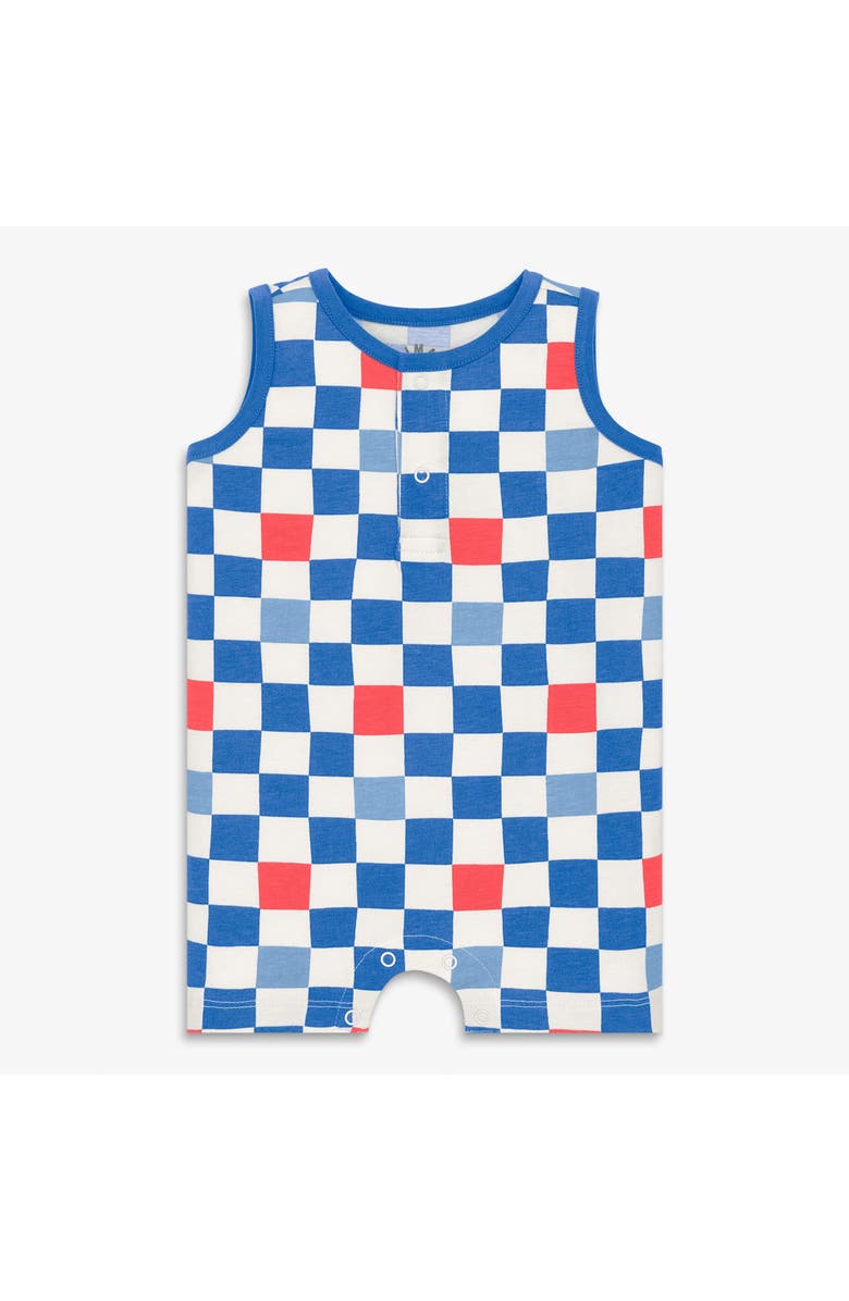 Primary Baby Tank Shortie In Checkerboard, Main, color, Blueberry Multi Check