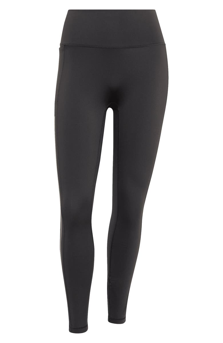 adidas Optime Training 3-Stripes 7/8 High Waist Leggings, Alternate, color, Black