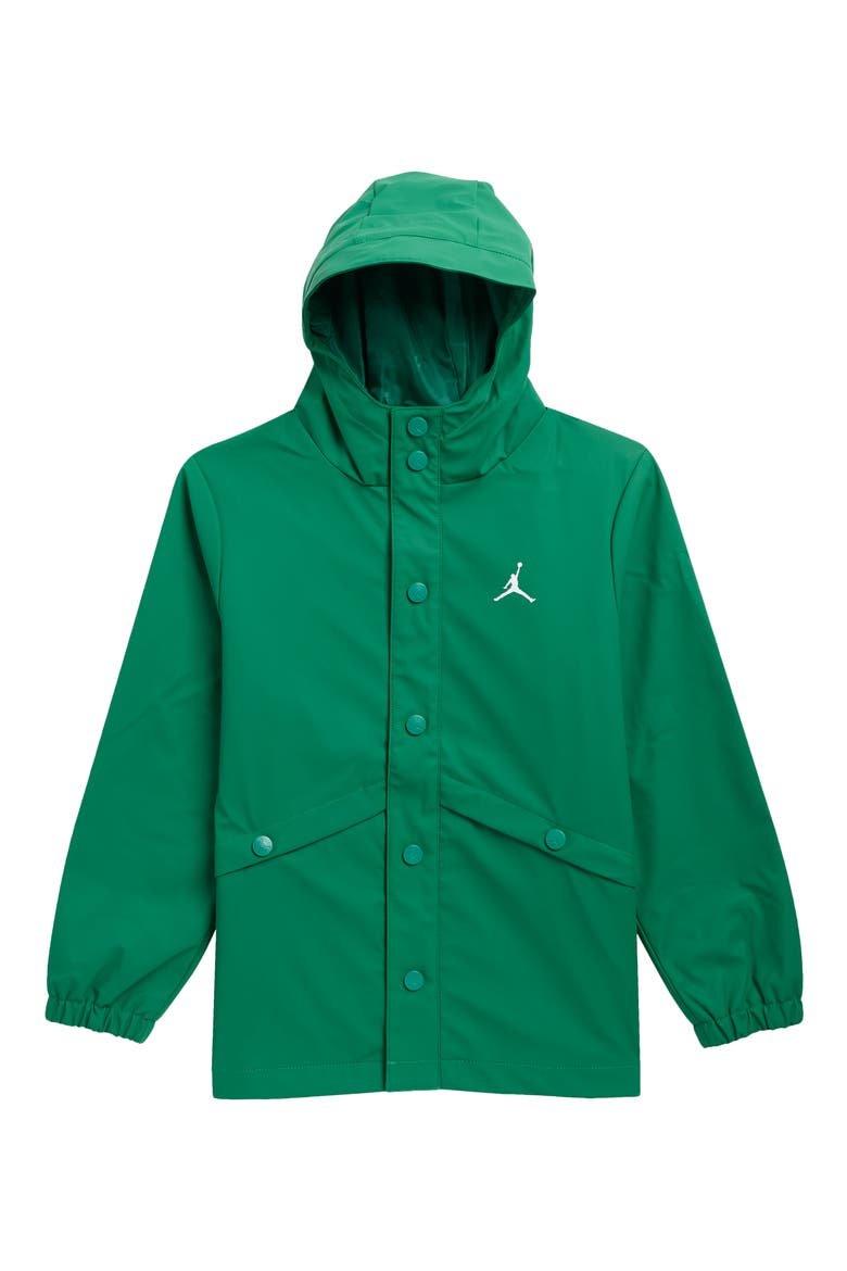 Kids' Hooded Rain Jacket, Main, color, PINE GREEN
