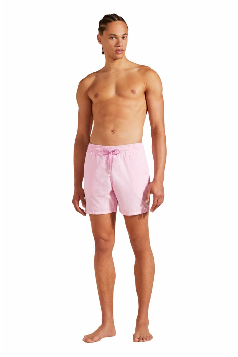 Men's Solid Swim Trunks, Main, color, GUIMAUVE