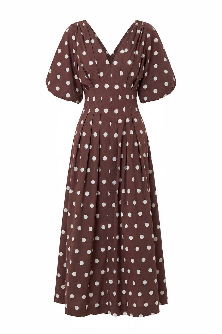 Vicky Dress, Alternate, color, MOCHA POLKA DOT
