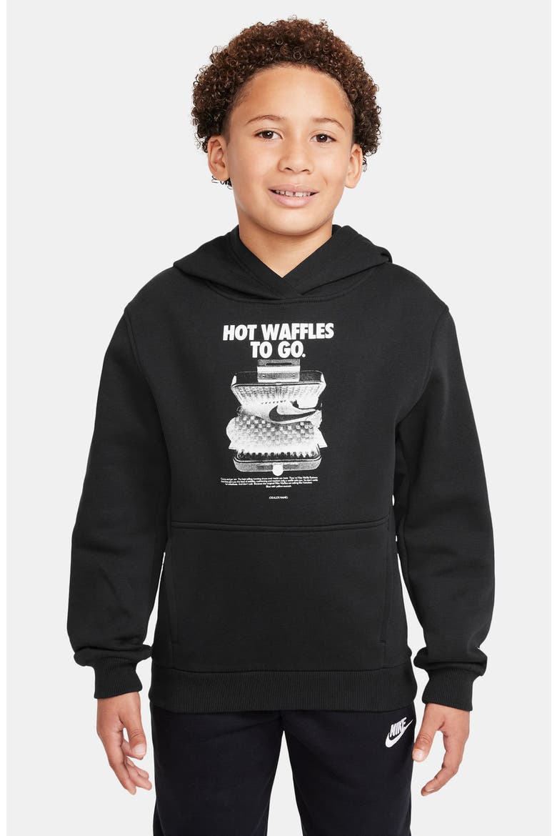 Kids' Sportswear Club Fleece Hoodie, Main, color, BLACK/ WHITE