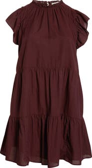 Treasure & Bond Tiered High Neck Shift Minidress