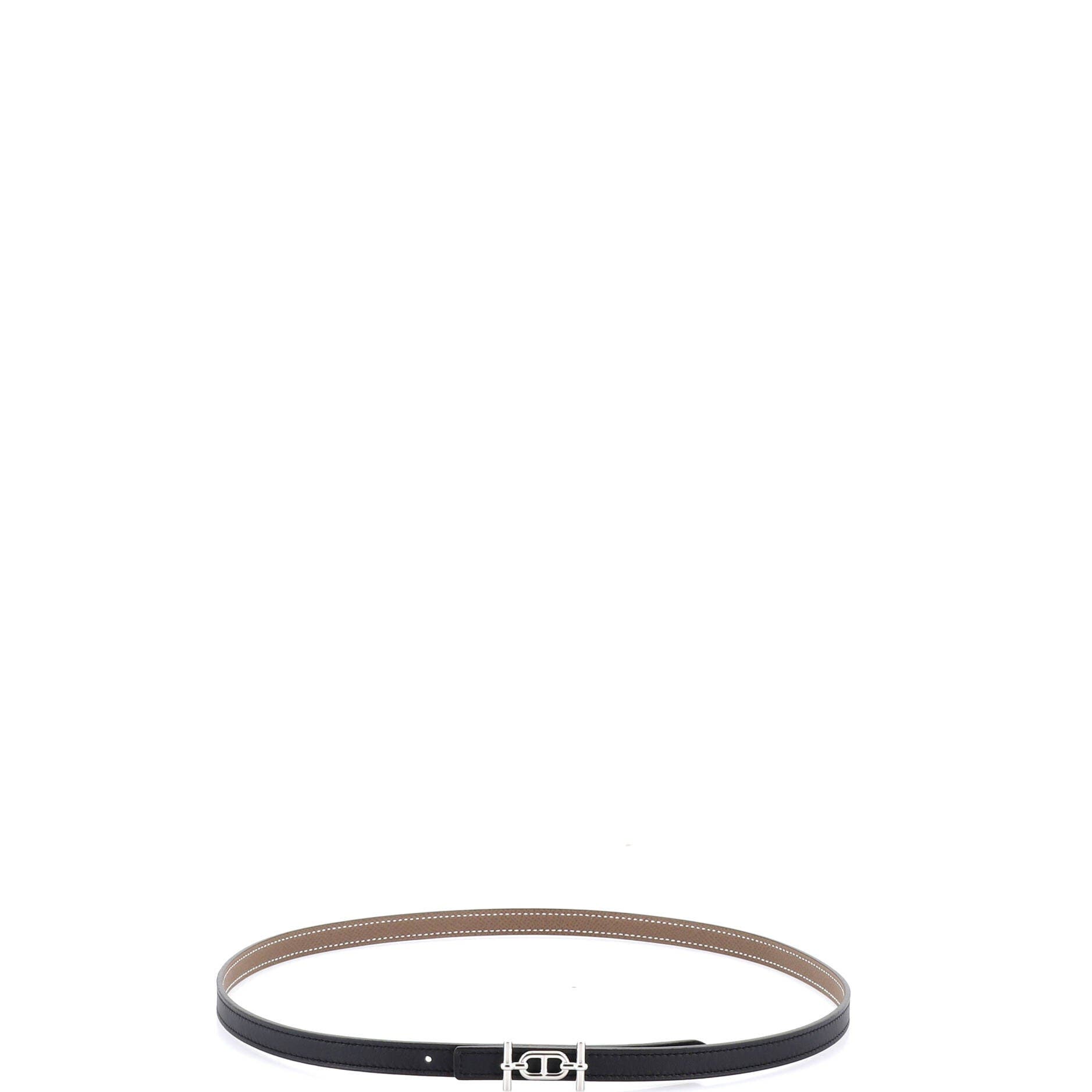 Pre-Owned Hermes Ancre Reversible Belt Leather Thin, Alternate, color, Black