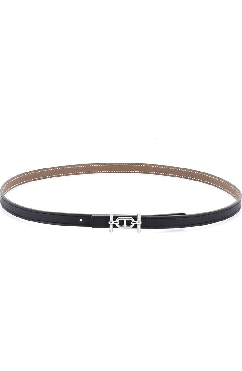 Pre-Owned Hermes Ancre Reversible Belt Leather Thin, Alternate, color, Black