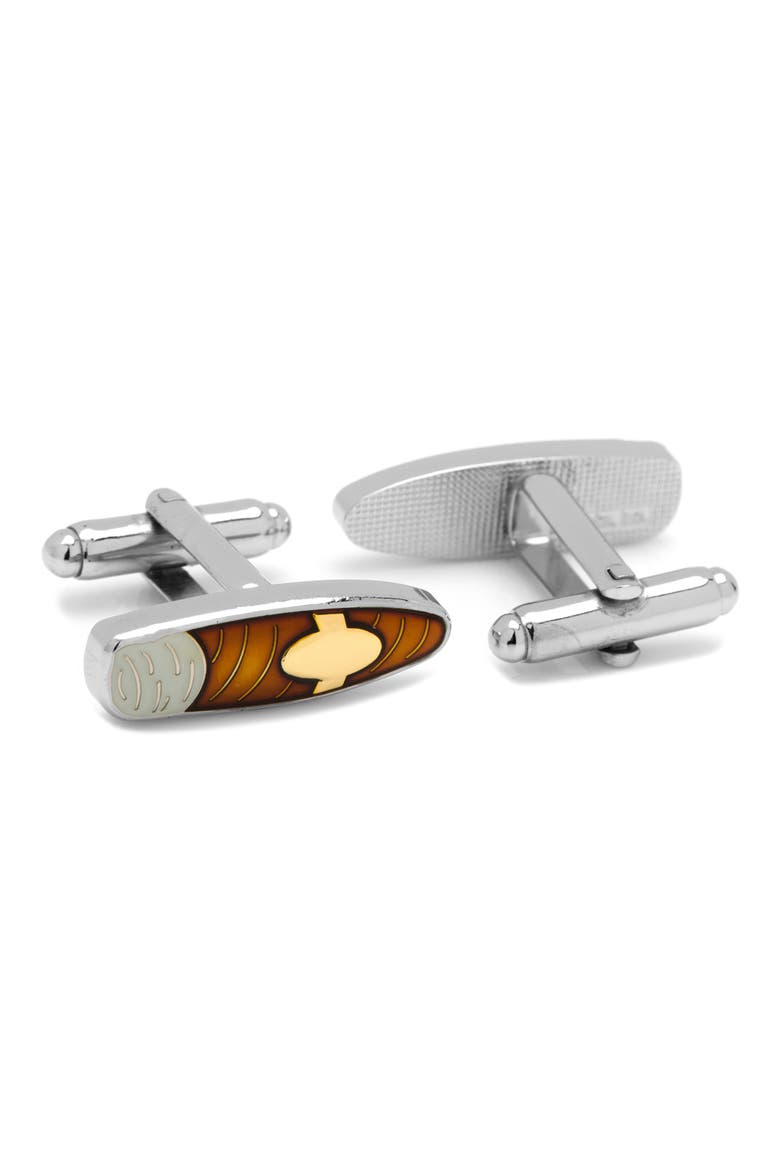 Cigar Cuff Links, Alternate, color, BROWN