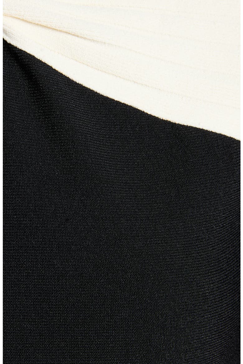 Bow Detail Knit A-Line Sweater Dress, Alternate, color, BLACK/ IVORY