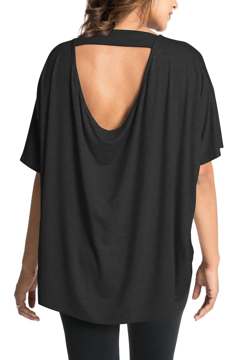 Draped Maternity/Nursing Top, Alternate, color, BLACK