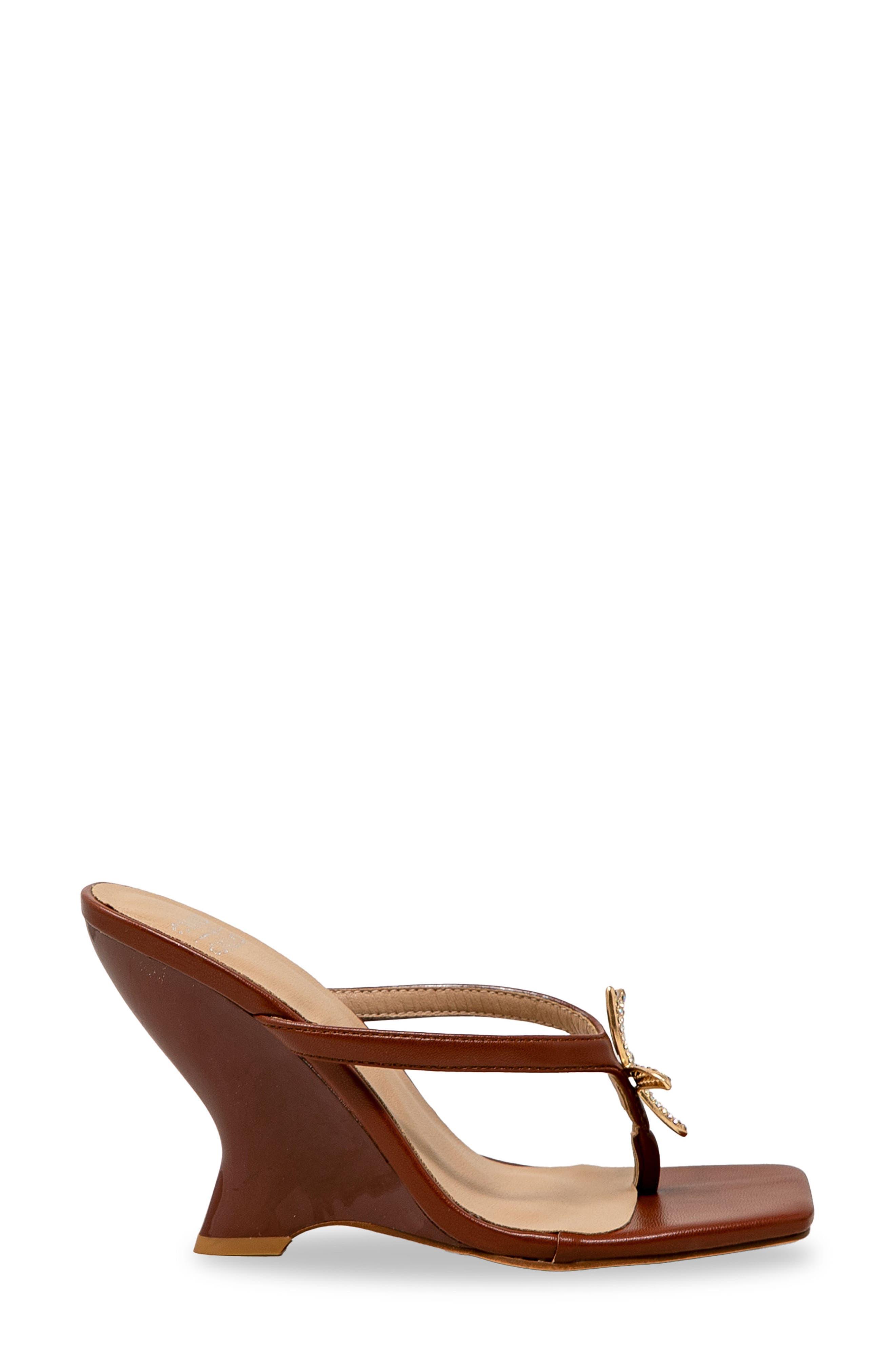 Starfish Post Toe Wedge Heel Sandal, Alternate, color, BROWN