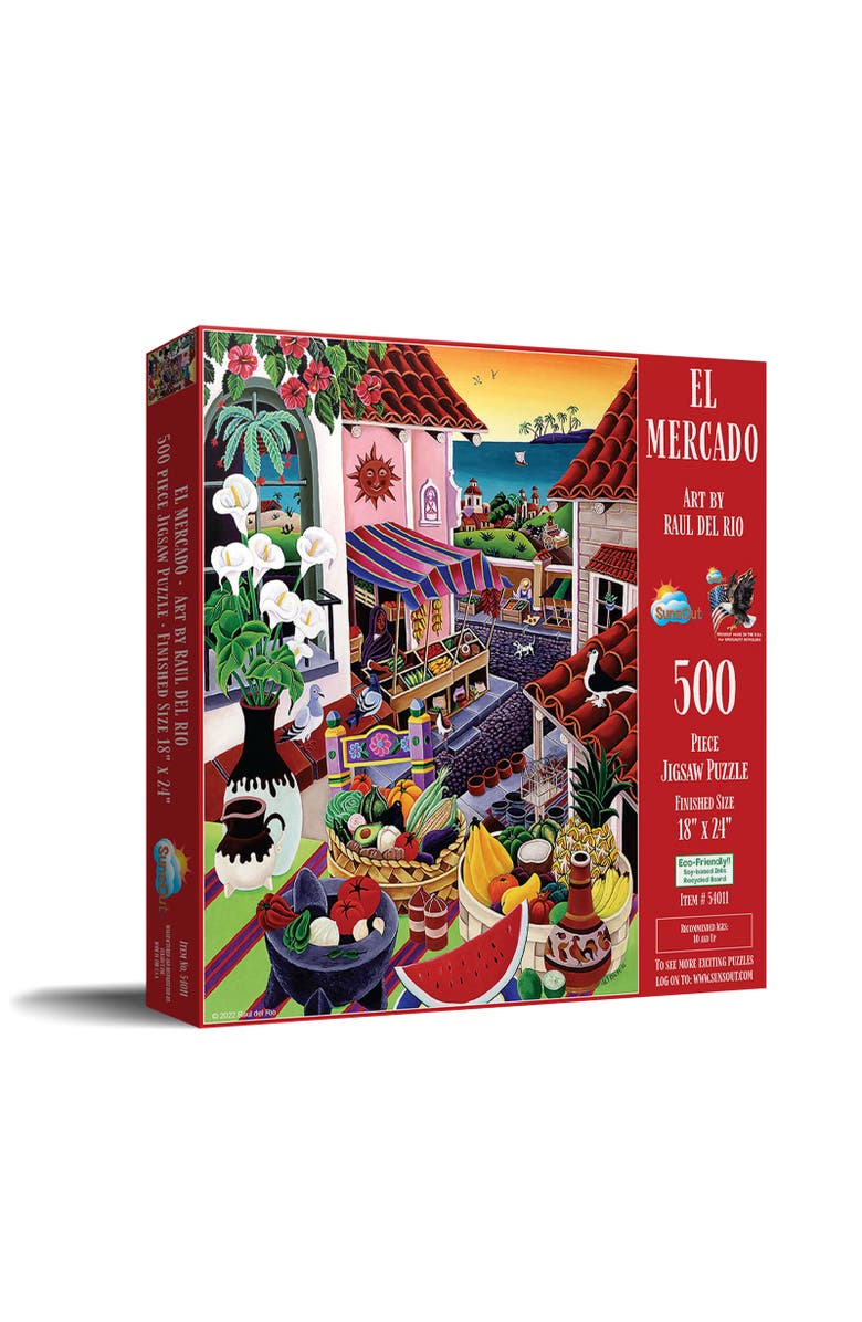 Sunsout El Mercado 500 piece Jigsaw Puzzle for Adults, Main, color, Multicolor