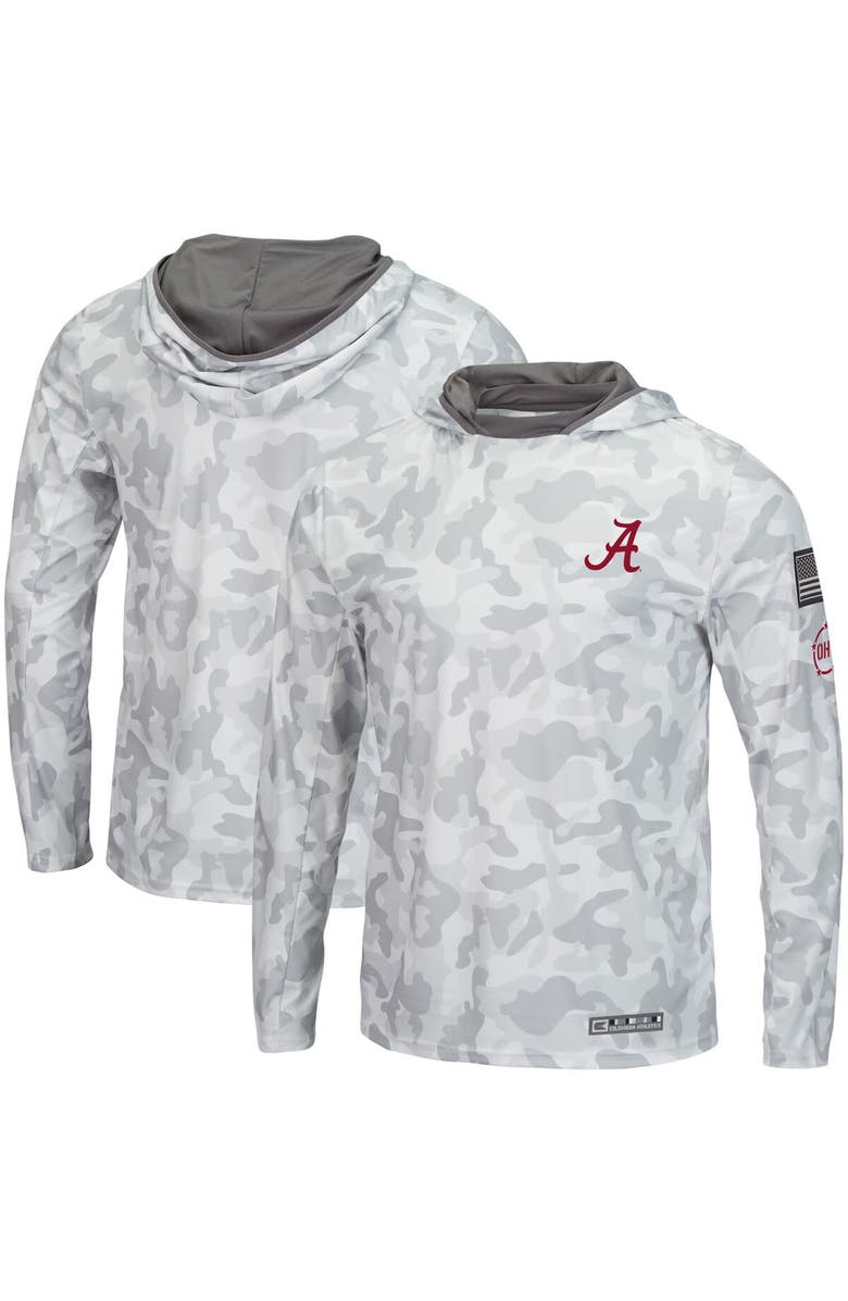 COLOSSEUM Men's Colosseum Arctic Camo Alabama Crimson Tide OHT Military Appreciation Long Sleeve Hoodie Top, Main, color, Arctic Camo