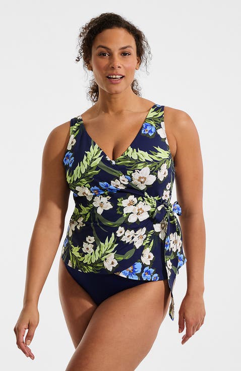 Chlorine Resistant Side Tie V-neck Tankini Swimsuit Top