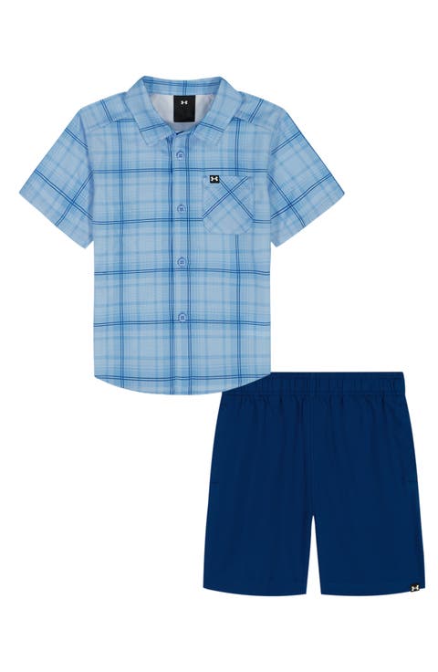 Kids' Plaid Button-Up Shirt & Shorts Set (Little Kid)