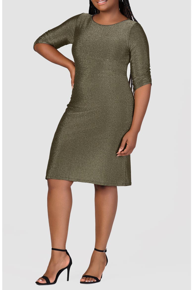 Shimmer Knit Body-Con Dress, Alternate, color, GOLD