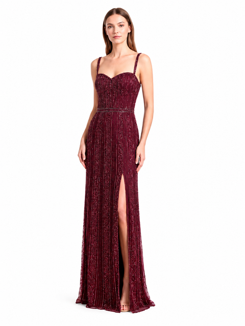 Spaghetti Strap Beaded Gown