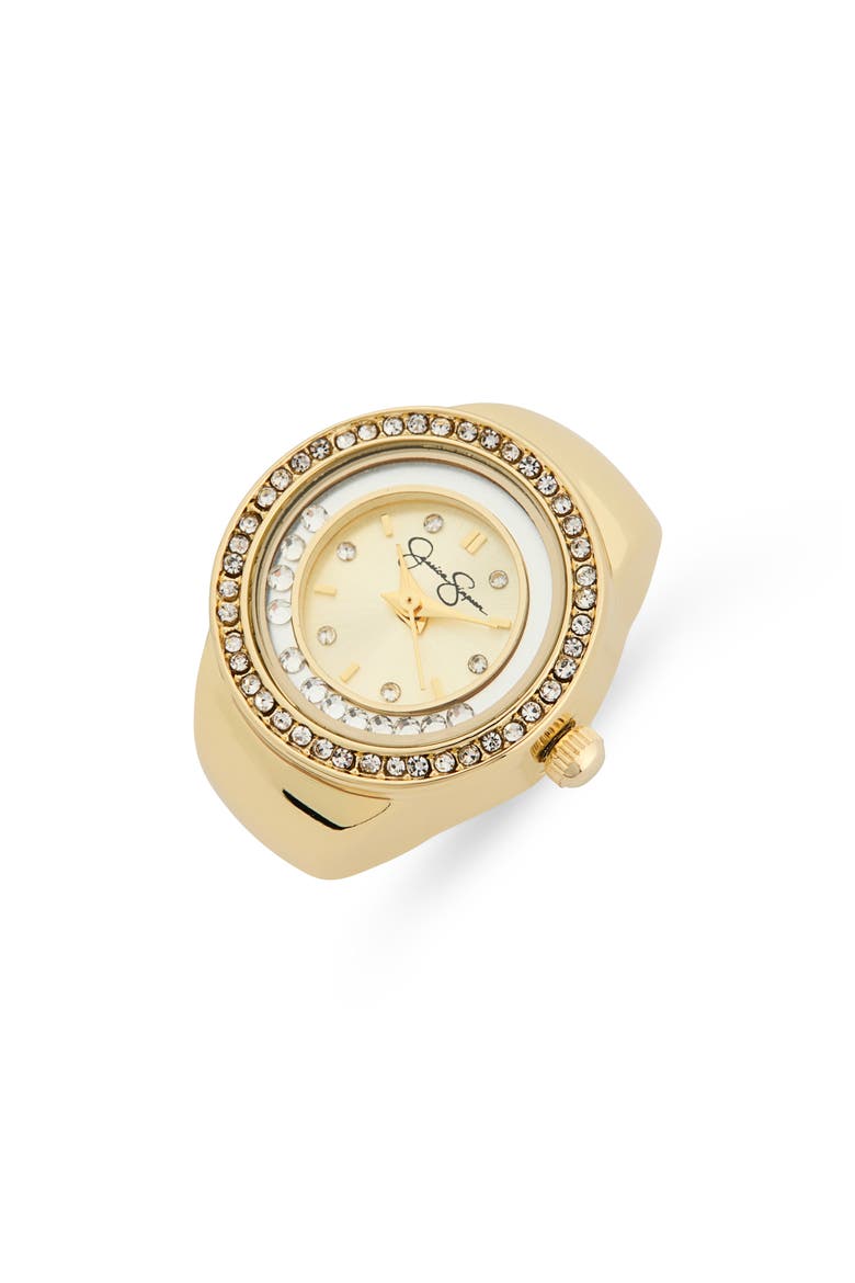Floating Crystal Ring Watch, Main, color, GOLD