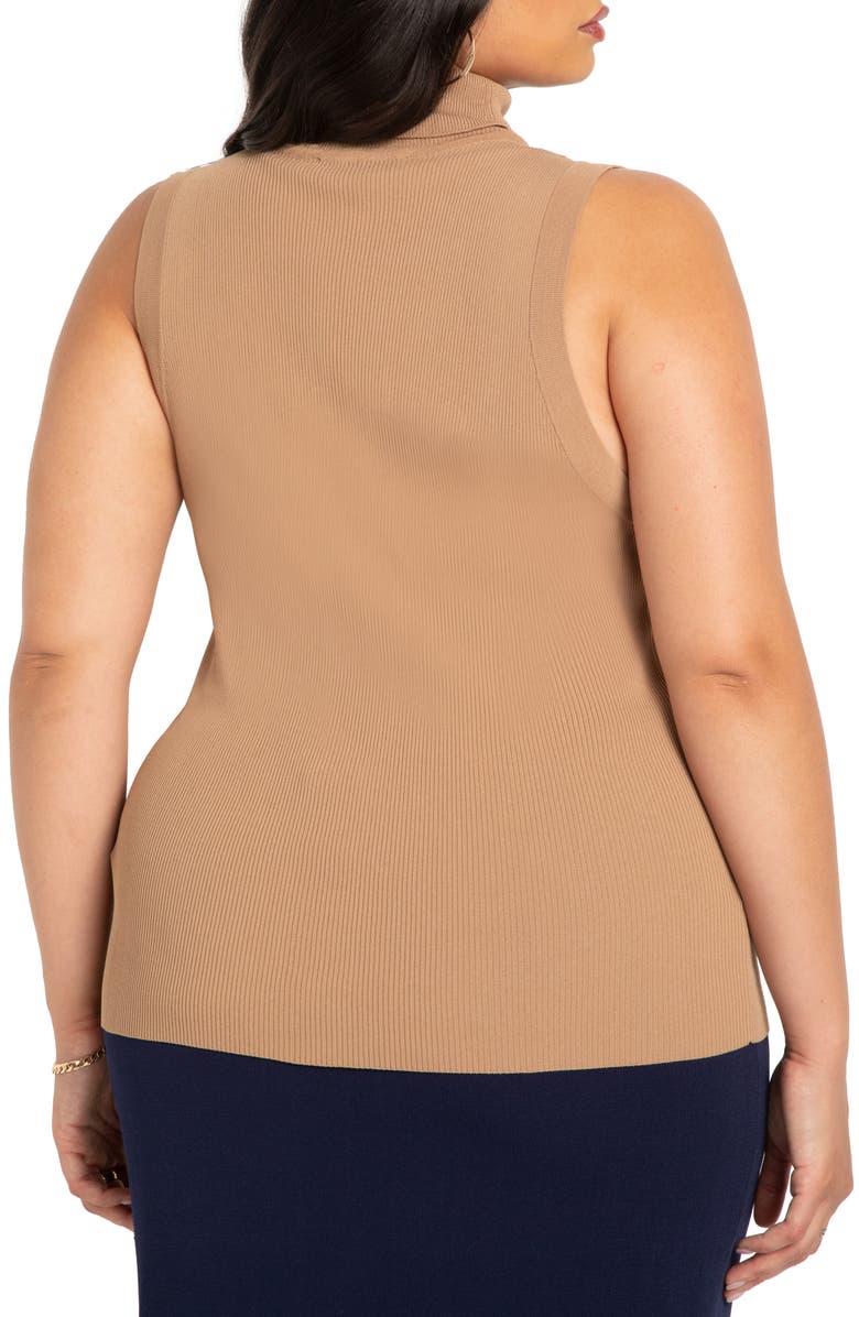 ELOQUII Sleeveless Rib Turtleneck Sweater, Alternate, color, 