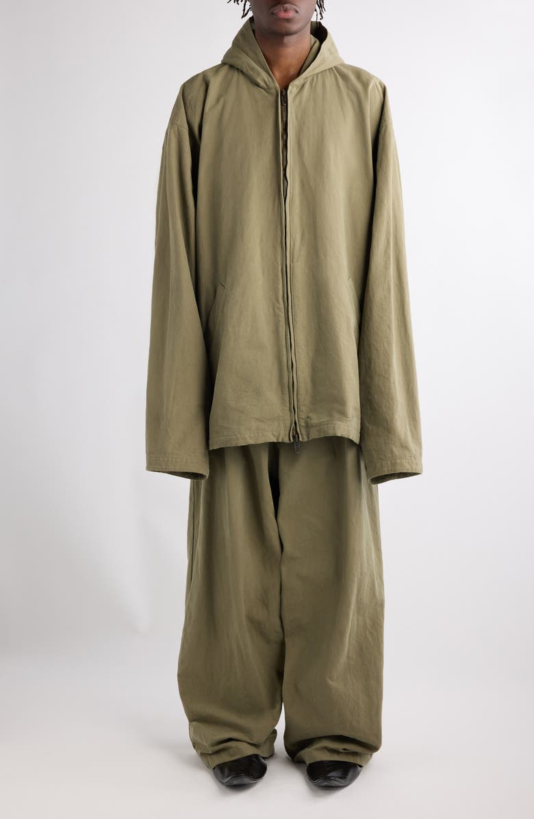 Balenciaga Oversize Cotton Hooded Jacket, Alternate, color, 3420 Linden