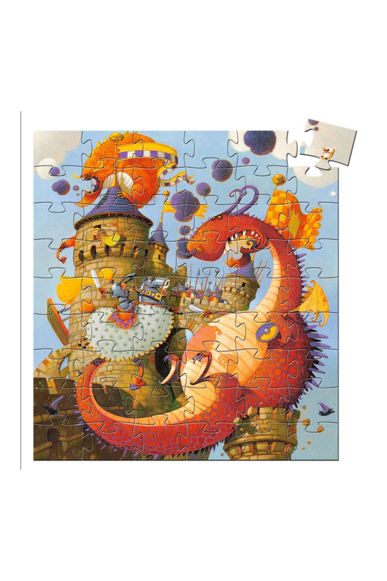 Silhouette Puzzles Vaillant and the Dragon 54-Piece Puzzle, Main, color, MULTI