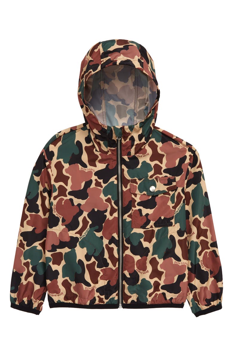 Palm Angels Kids' Bear Camo Windbreaker Jacket, Main, color, 