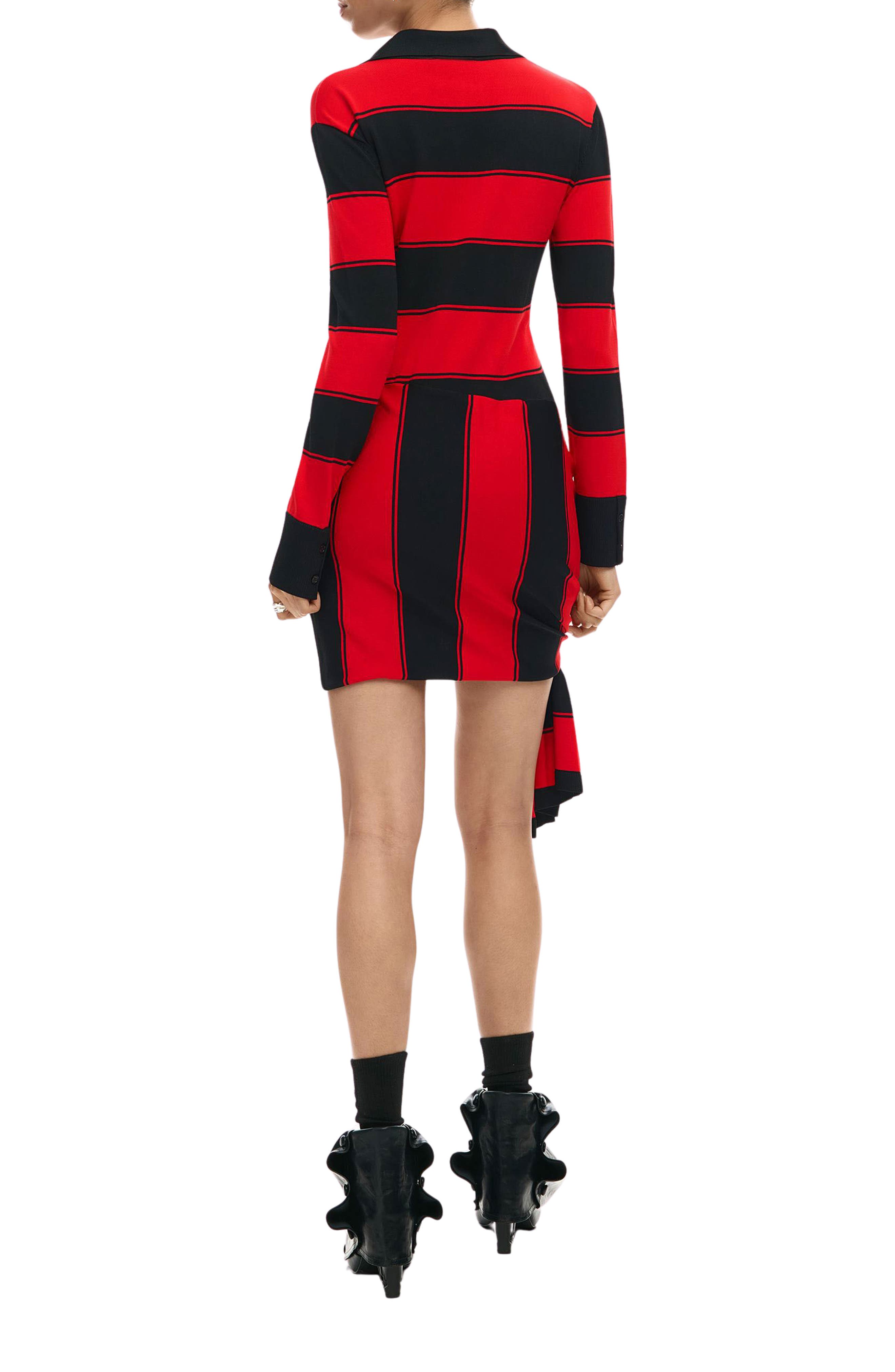 Stripe Side Drape Long Sleeve Minidress - image 2