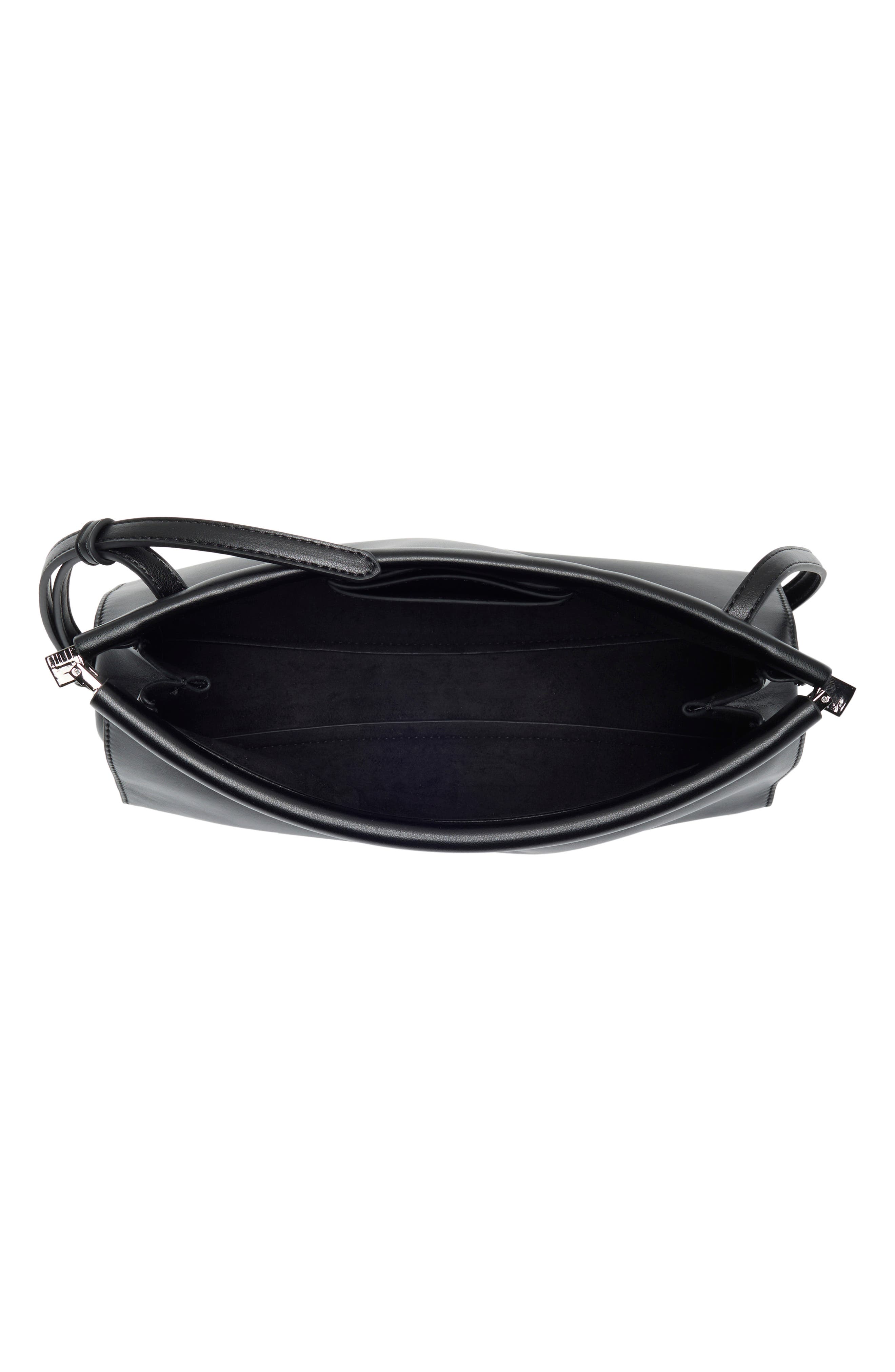 Faux Leather Shoulder Bag, Alternate, color, BLACK