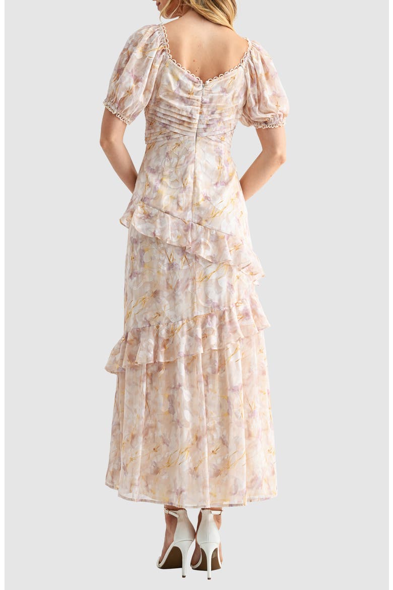 Floral Pleat Detail Ruffled Maxi Dress, Alternate, color, YELLOW FLORAL