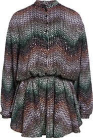 Missoni Metallic Zigzag Sequin Long Sleeve Knit Minidress