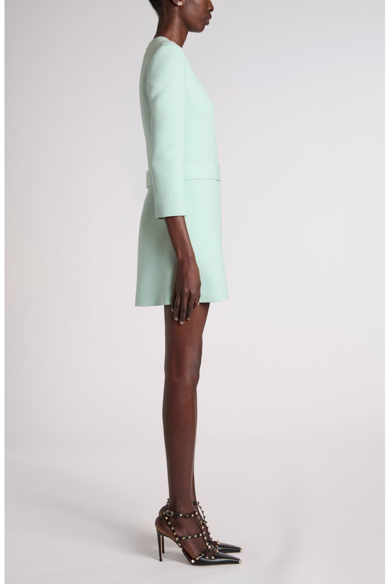 Belted VLOGO Wool & Silk Crepe Couture Minidress, Alternate, color, GREEN