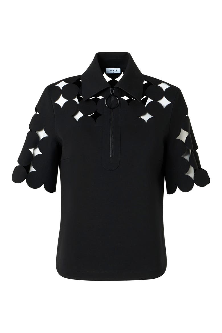 Dot Cutout Top, Alternate, color, BLACK