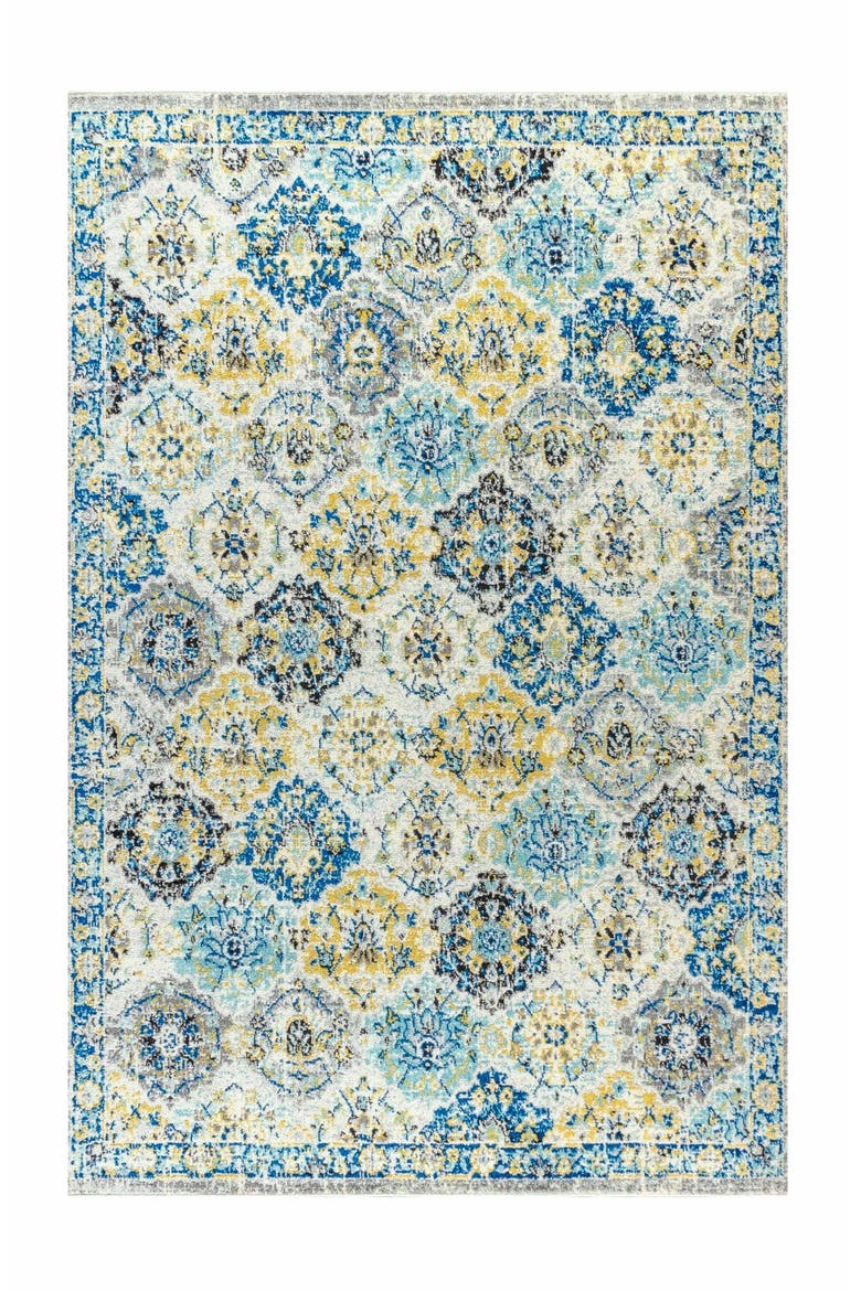 Modern Persian Boho Vintage Trellis Area Rug, Alternate, color, Blue/Multi