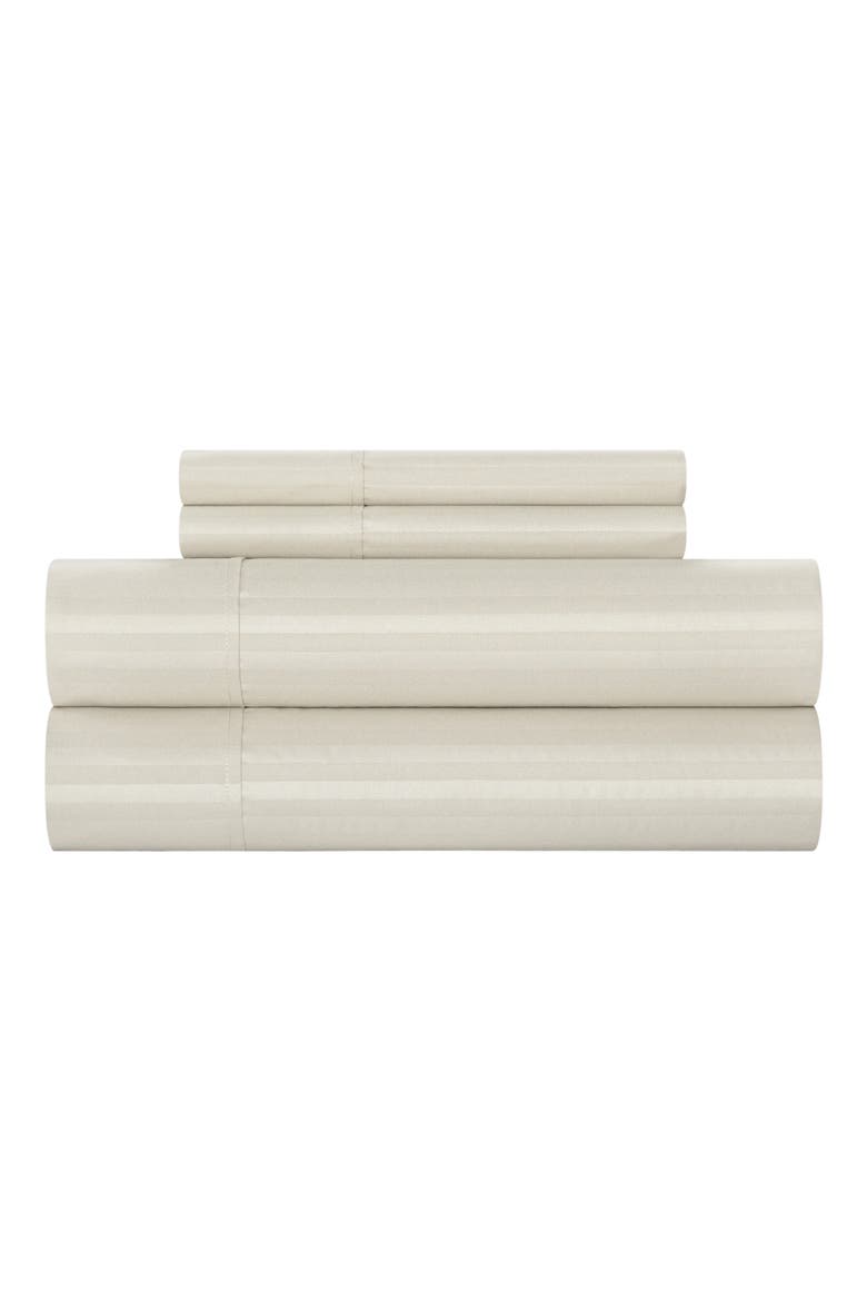 Sarina Solid with Stripe Sheet Set - Twin, Main, color, BEIGE