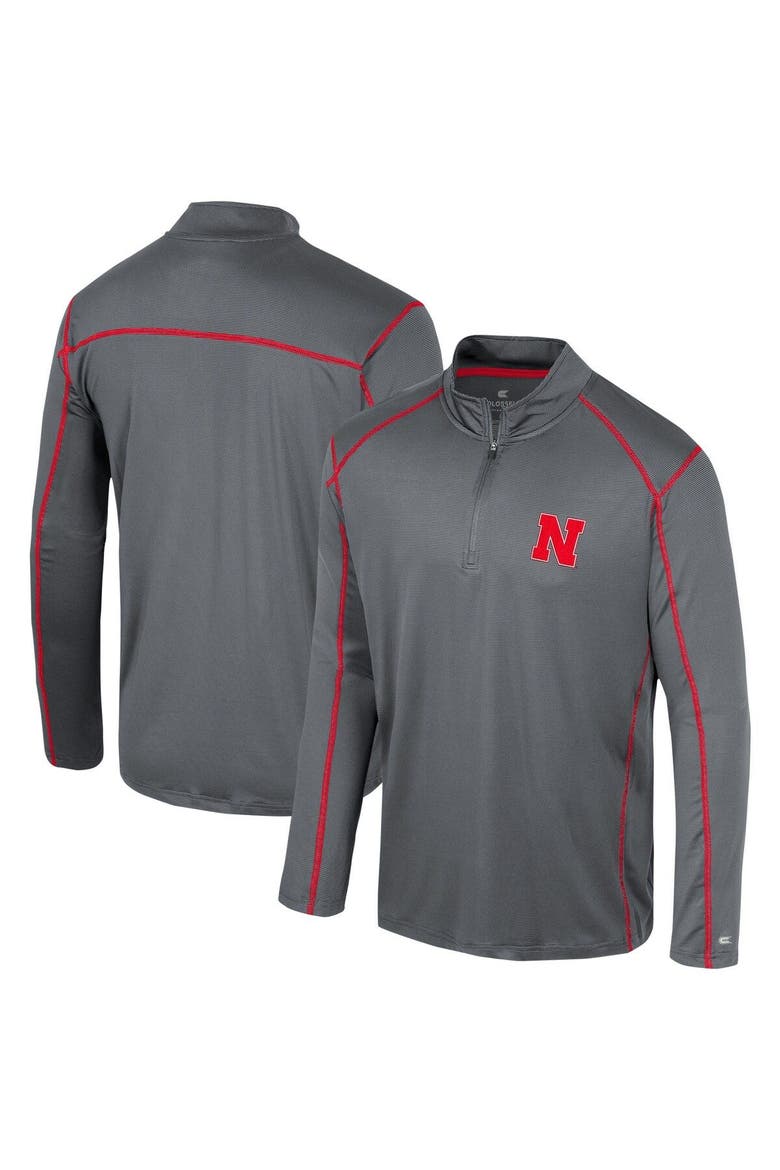 Men's Colosseum Black Nebraska Huskers Cameron Quarter-Zip Windshirt, Main, color, Black