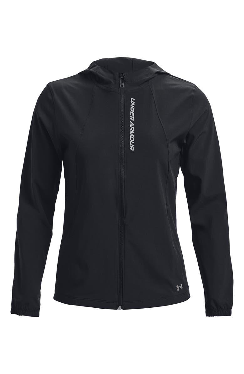 Under Armour Outrun the Storm Water Resistant Hooded Jacket, Alternate, color, Black / Reflective