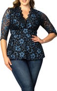 Kiyonna Luxe Lace Empire Waist Peplum Top